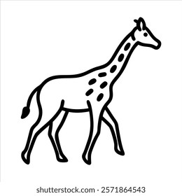 Giraffe Outline Vector Art Icon in Walking Pose