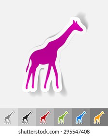 giraffe paper sticker with shadow. Vector illustration