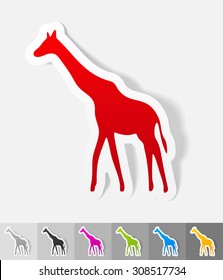 giraffe paper sticker with shadow. Vector illustration