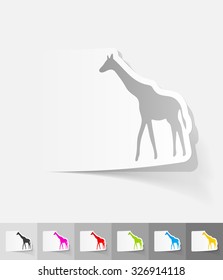 giraffe paper sticker with shadow. Vector illustration