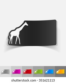 giraffe paper sticker with shadow. Vector illustration