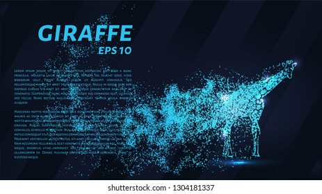 Giraffe particles on a dark background. Giraffe of circles and dots