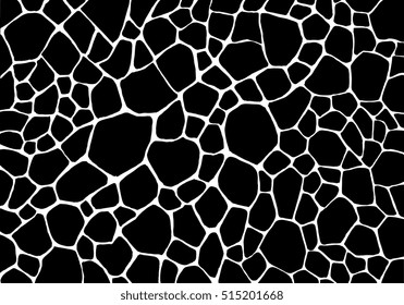 Giraffe pattern, animal skin, abstract geometrical background, print fabric. Amazing hand drawn vector illustration. Poster, banner, web mobile interface template. Black and white, monochrome