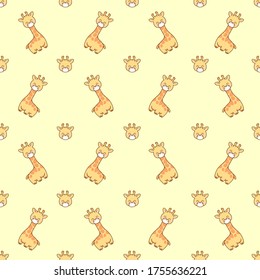 giraffe pattern background, funny character background, vector seamless pattern, endless background