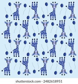 giraffe pattern child illustration post card 