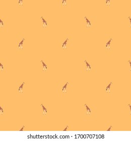 Giraffe pattern. Illustration of giraffes in flat style on a yellow background. Vector 8 EPS.