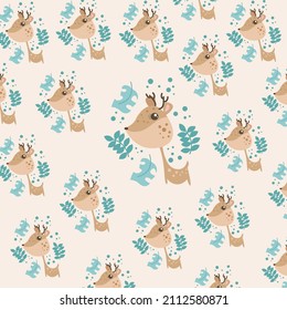 giraffe pattern with leaf motif