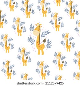 giraffe pattern with leaf motifs
