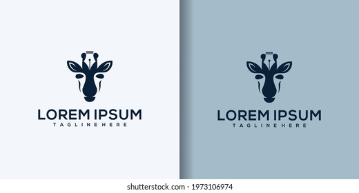 Giraffe Pen design logo head