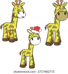 girafa lápis estilo desenho animado expressão pack coleção em arte vetorial 