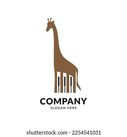 Giraffe piano logo vector silhouette icon