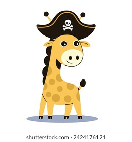 Giraffe in Pirates Costume, Flat Concept Style
