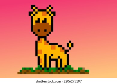 giraffe pixel art design for  animal content