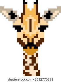 Giraffe in pixel art style on transparent background