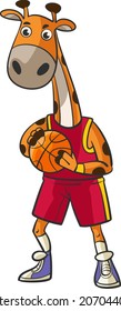 Giraffe play basketball cartoon vector