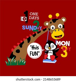 Giraffe playground cartoon vector design