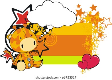 giraffe plush cartoon card in vector format very easy to edit