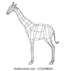 Giraffe polygonal lines illustration. Abstract vector giraffe on the white background