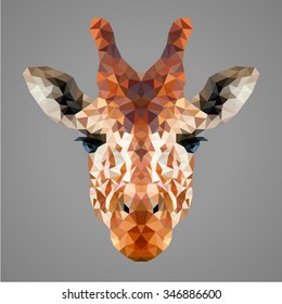 Giraffe portrait. Low poly design. Abstract polygonal illustration.