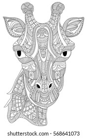 Giraffe portrait vector graphic illustration