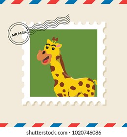 Giraffe postage stamp on air mail envelope