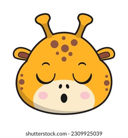 Giraffe Relieve Face Sticker Emoticon Head Isolated