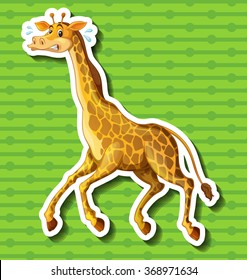 Giraffe running away on green background illustration