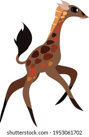Giraffe running cartoon illustration vector isolated on white background