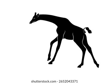 Girafa correndo, fundo isolado. Ilustração vetorial.