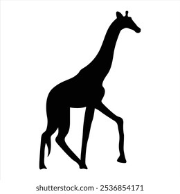 Giraffe running silhouette. Giraffe run black icon on white background. Perfect for Logo, Design, and More.