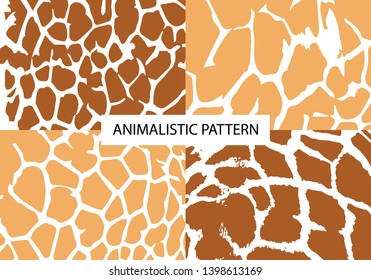 Giraffe. Safari. Collection, set of 4 patterns. Animalistic pattern. Animal skin. Africa. Abstract pattern for design