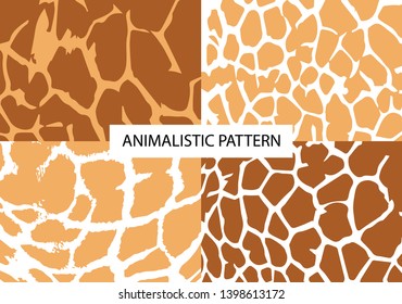 Giraffe. Safari. Collection, set of 4 patterns. Animalistic pattern. Animal skin. Africa. Abstract pattern for design