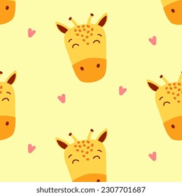 Giraffe seamless childish pattern.Great for baby fabric, textiles, wallpaper, postcards. Vector illustration for posters, T-shirt print.