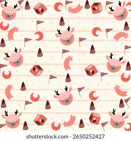 Giraffe nahtloses Muster, Tiercartoon-Hintergrund, Vektorgrafik