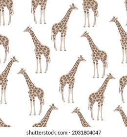 giraffe seamless pattern. animal flat design. Design for wrapping paper, textile, background stuffing, vector illustration.