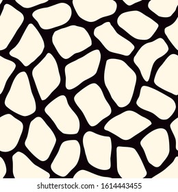 Giraffe seamless pattern. Animal skin leather print. Repeating spots motif. Wildlife, natural camouflage texture. Savannah safari inspired background. Vector organic structure abstract wallpaper