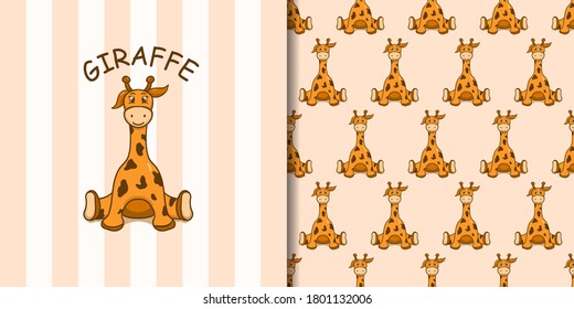 Giraffe seamless pattern background design. Cartoon giraffe illustration vector design.