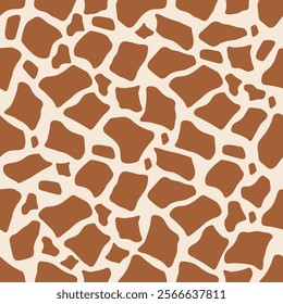 Giraffe seamless pattern background featuring abstract brown and beige spots. Ideal for fabric design, packaging, wallpapers, stationery, animal-themed projects, and creative illustrations.