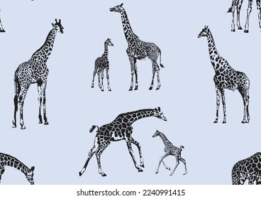 giraffe seamless pattern Background with a giraffe.Vector illustration