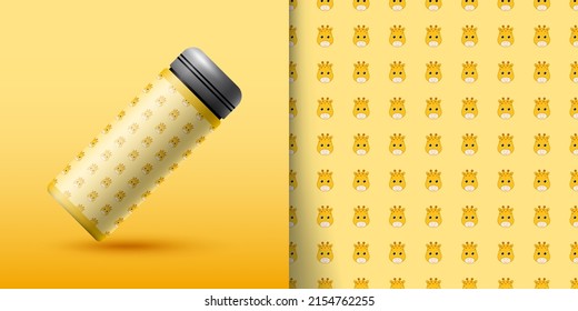Giraffe seamless pattern with bottle