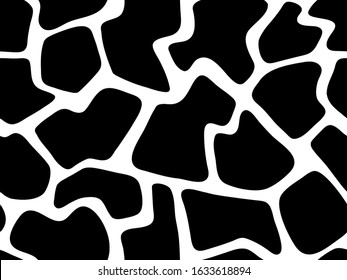 Giraffe seamless pattern skin print design. Wild animal hide artwork background. Black and white vector illustration