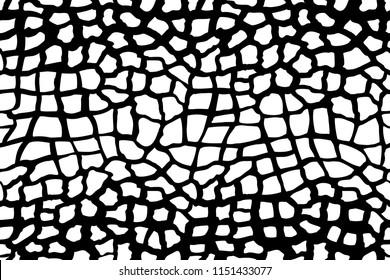 Giraffe seamless pattern. Vector image. Crocodile. Skin. Wallpaper. Background. Monochrome. Textile. Fashion. Graphic. Snake black white