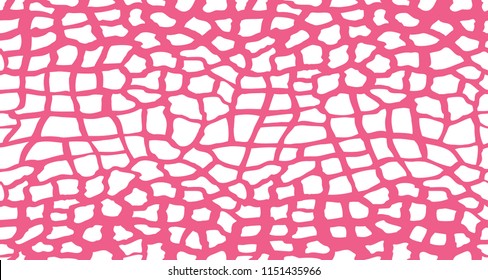 Giraffe seamless pattern. Vector image. Crocodile. Skin. Wallpaper. Background. Monochrome. Textile. Fashion. Graphic. Snake pink white cow