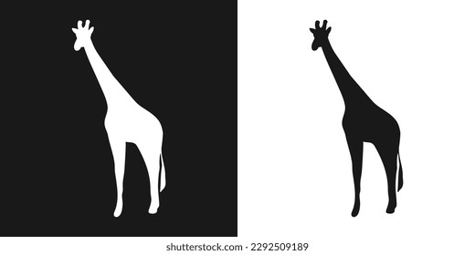 Giraffe. A set of isolated icons, a logo in black and white on a white and black background