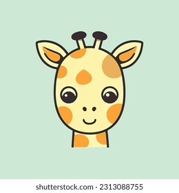 Giraffe formt das Maskottlogo für Kinderspielzeug oder Babyartikel. moderne Flachfarbe 