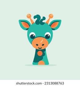 Giraffe shape mascot logo for a children's toy products or baby products company. modern flat color 