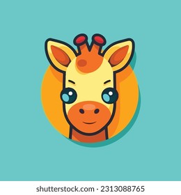Logo de la mascota de la jirafa para productos de juguete para niños o empresas de productos para bebés. color moderno 