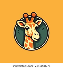 Giraffe shape mascot logo for a children's toy products or baby products company. modern flat color 