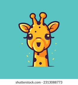 Giraffe shape mascot logo for a children's toy products or baby products company. modern flat color 
