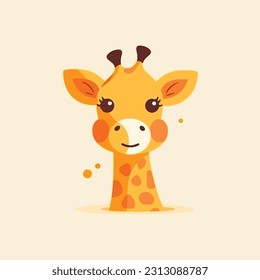 Giraffe shape mascot logo for a children's toy products or baby products company. modern flat color 